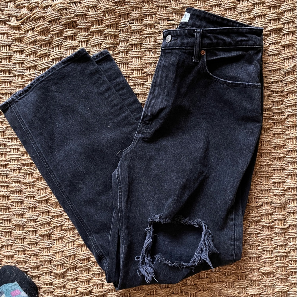 Abercrombie and Fitch Curve Love distressed wide leg Jean